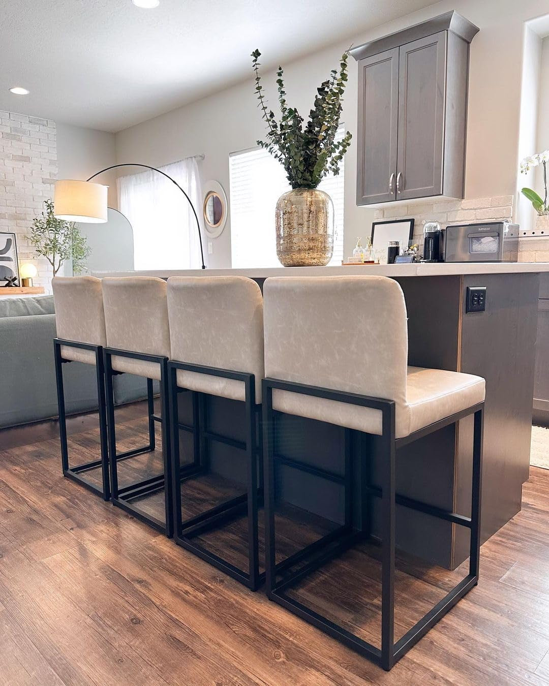 Bar Stools Set of 4 - Counter Height Bar Stool Pu Leather Kitchen Modern Bar Chairs, Bar Stools with Back ShipItFurniture
