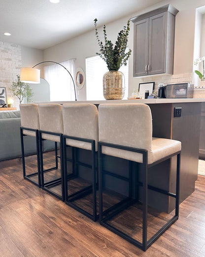 Bar Stools Set of 4 - Counter Height Bar Stool Pu Leather Kitchen Modern Bar Chairs, Bar Stools with Back ShipItFurniture