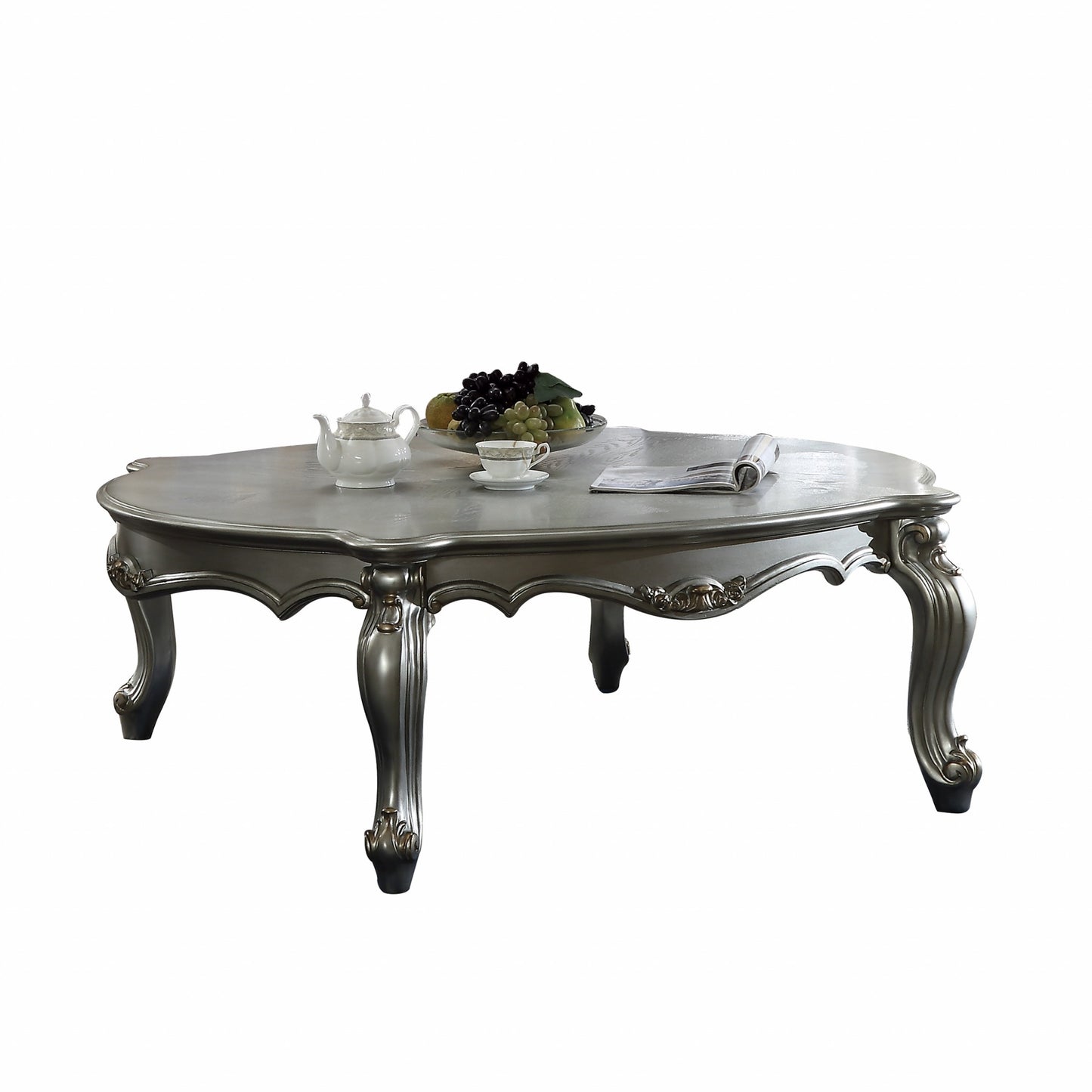 47" Platinum Solid Wood Free Form Coffee Table