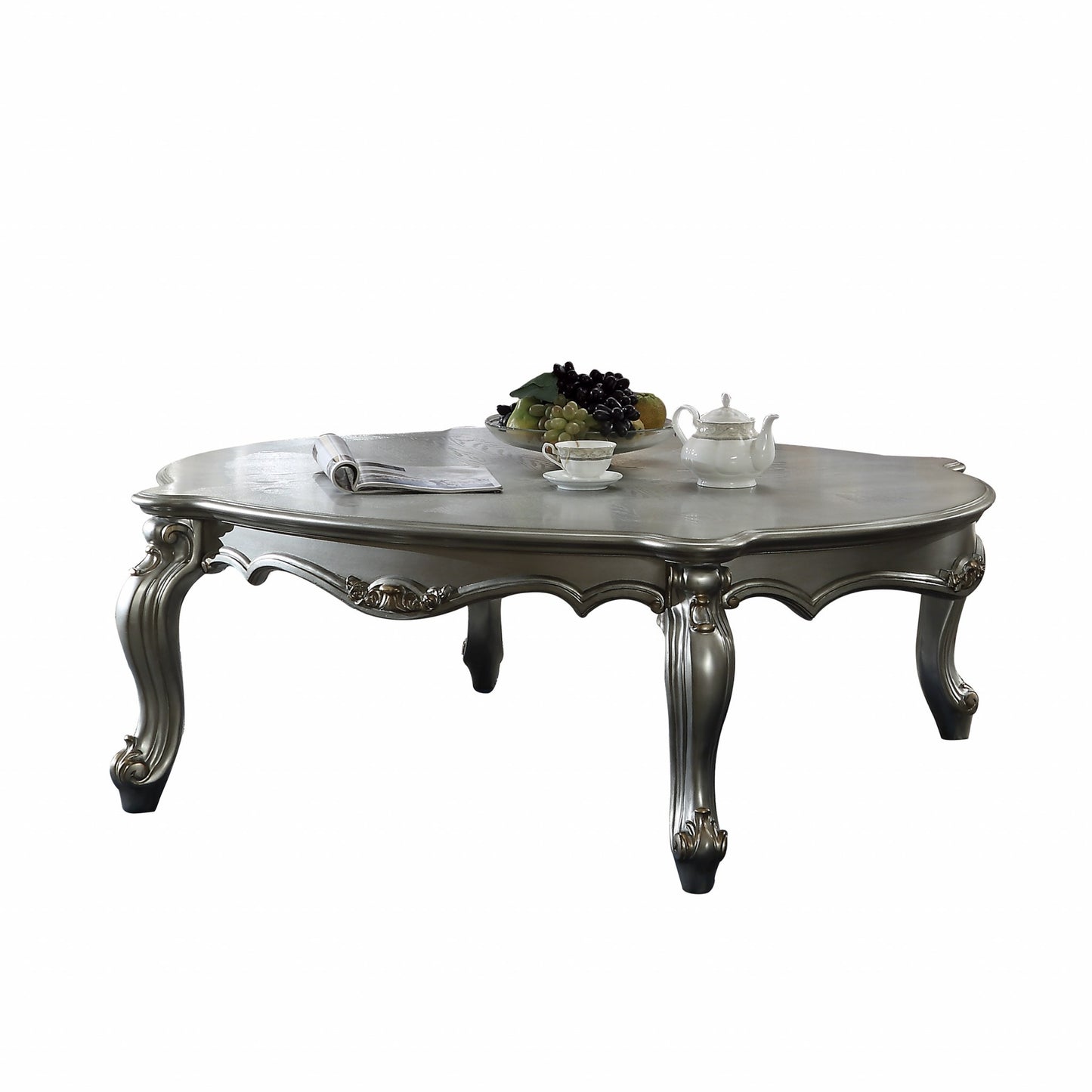 47" Platinum Solid Wood Free Form Coffee Table