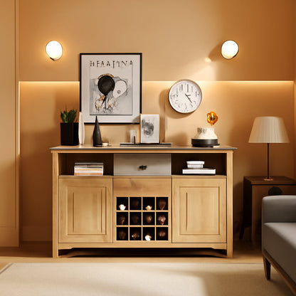 Natural Wood Dining Sideboard Buffet With Wine Storage ShipItFurniture