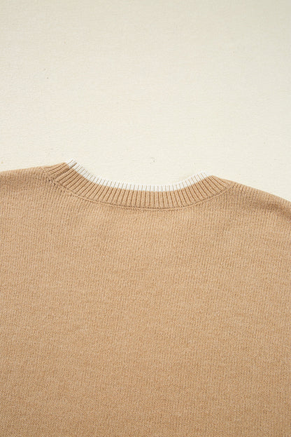 Ava Cuff Contrast Trim Sweater