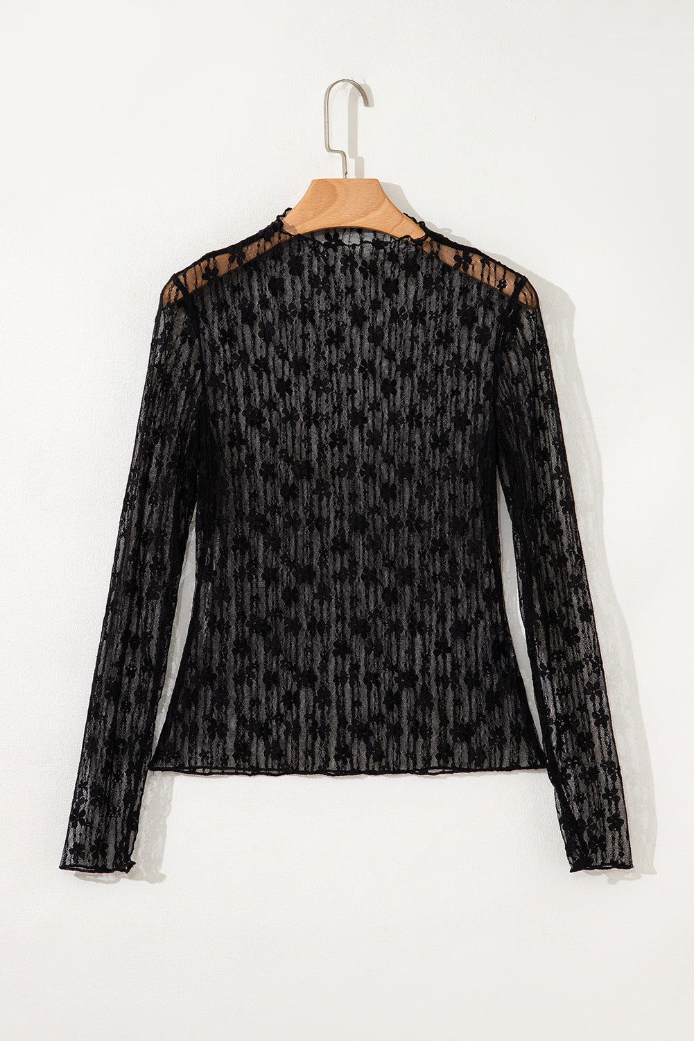 Adalynn Sheer Floral Lace Long Sleeve Top Threaded Pear