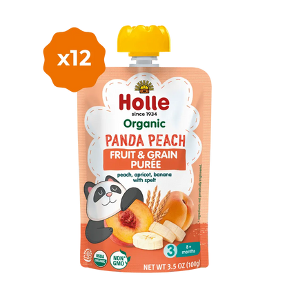 Holle Baby Food Pouches - Organic Fruit & Grain Puree -  Panda Peach Holle USA