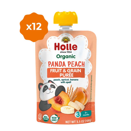 Holle Baby Food Pouches - Organic Fruit & Grain Puree -  Panda Peach Holle USA