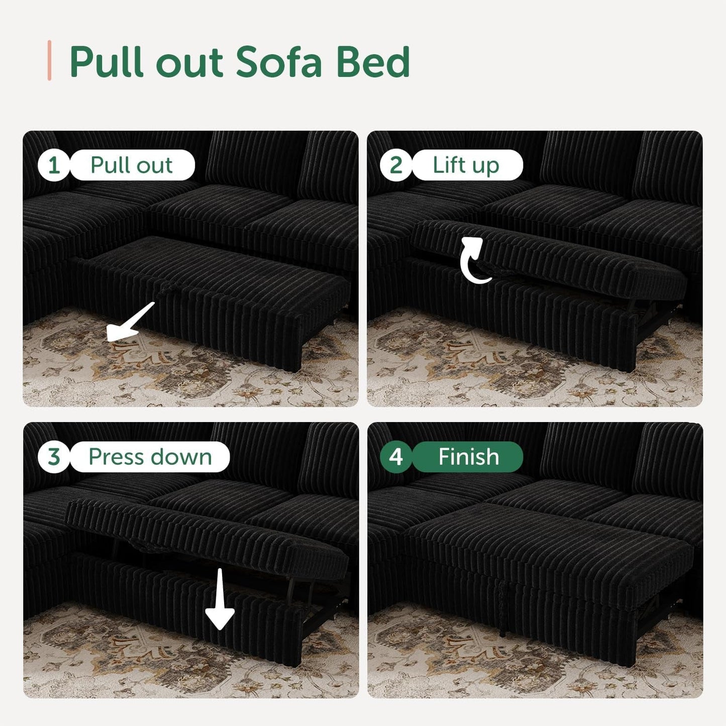 Modular Sleeper Sectional Sofa Charcoal With Storage ShipItFurniture