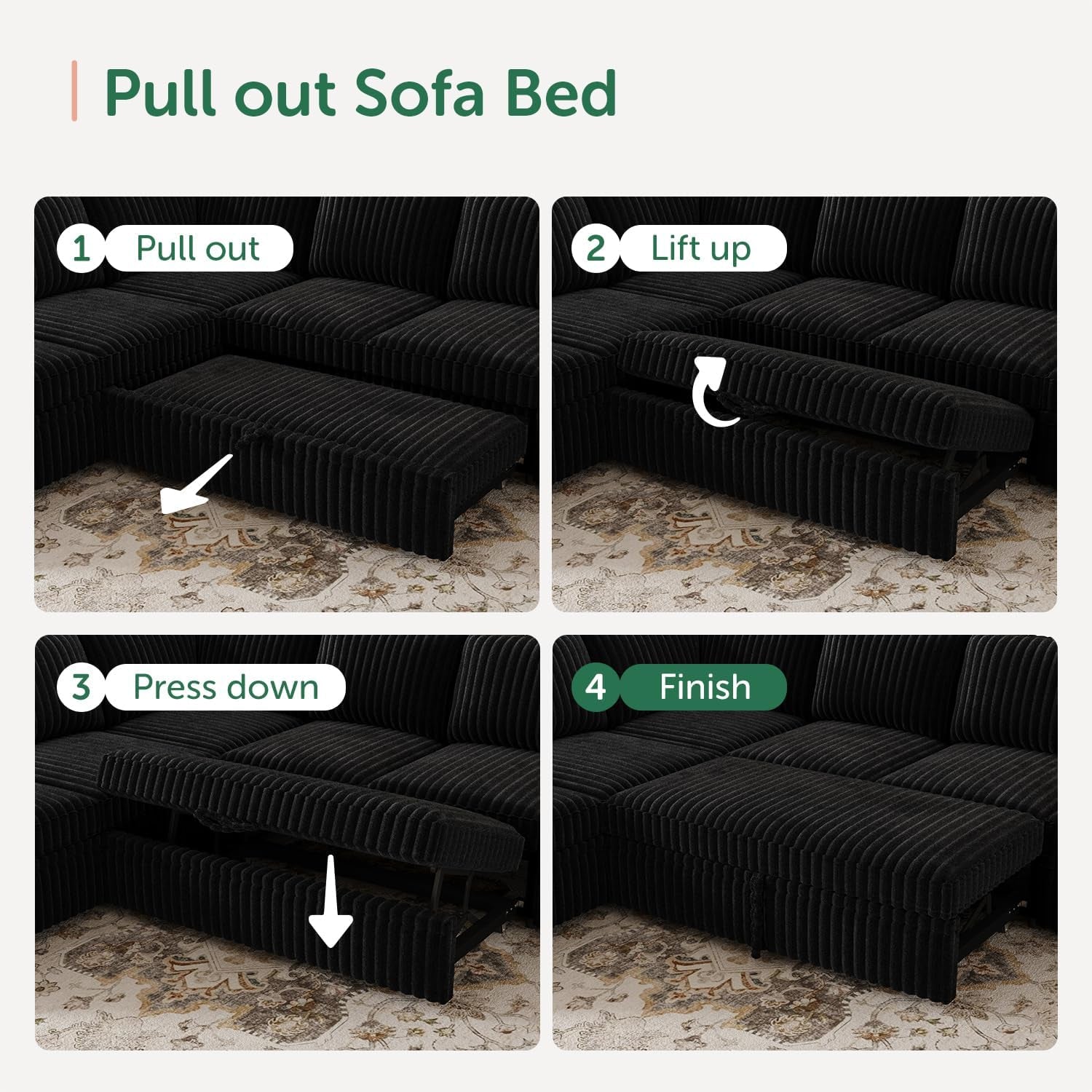 Modular Sleeper Sectional Sofa Charcoal With Storage ShipItFurniture