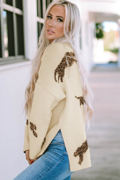Harper Print High Hem Sweater