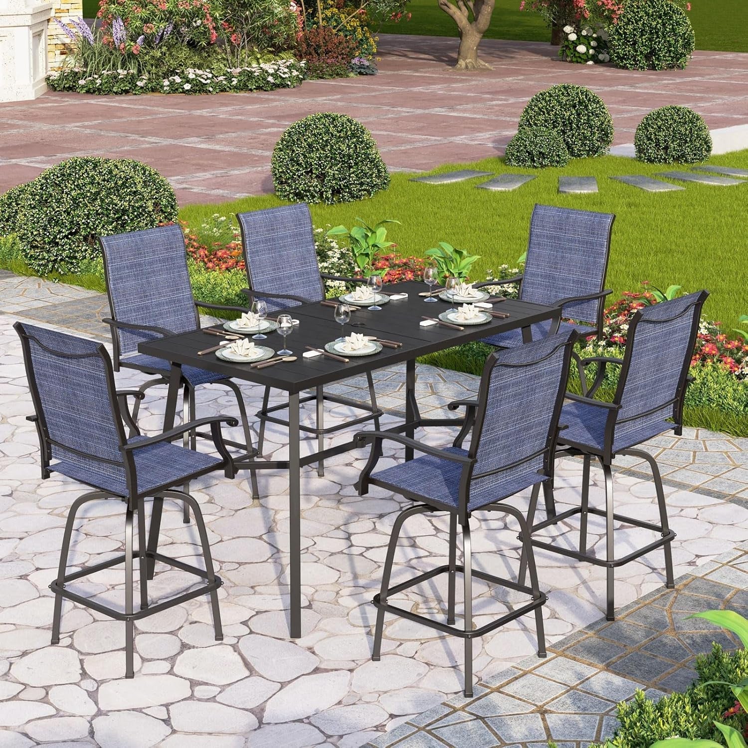 Outdoor Bar Set With Swivel Stools For Patio ShipItFurniture