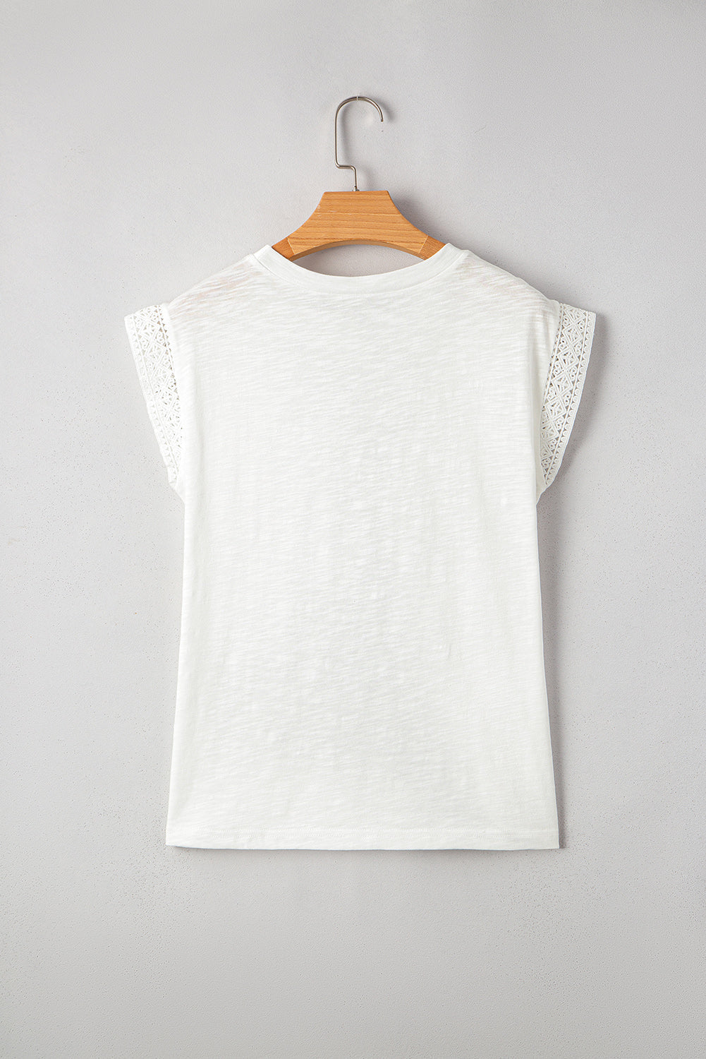 Ivy Lace Patchwork Cap Sleeve Round Neck Top Threaded Pear