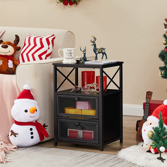 X-Design Retro Black Nightstand ShipItFurniture