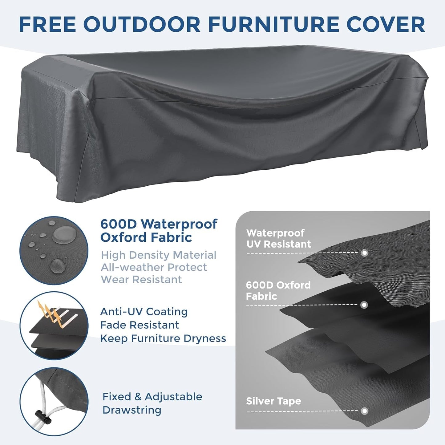 7 Piece Outdoor Sectional Patio Set With Waterproof Cover ShipItFurniture