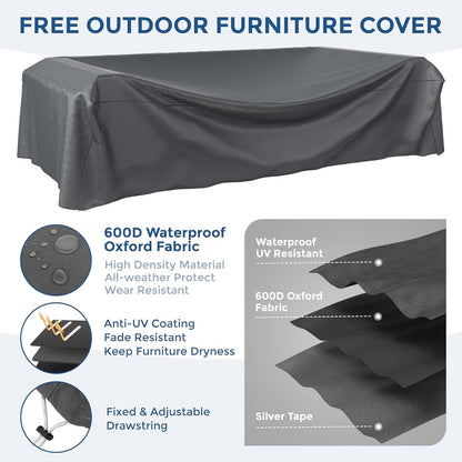 7 Piece Outdoor Sectional Patio Set With Waterproof Cover ShipItFurniture