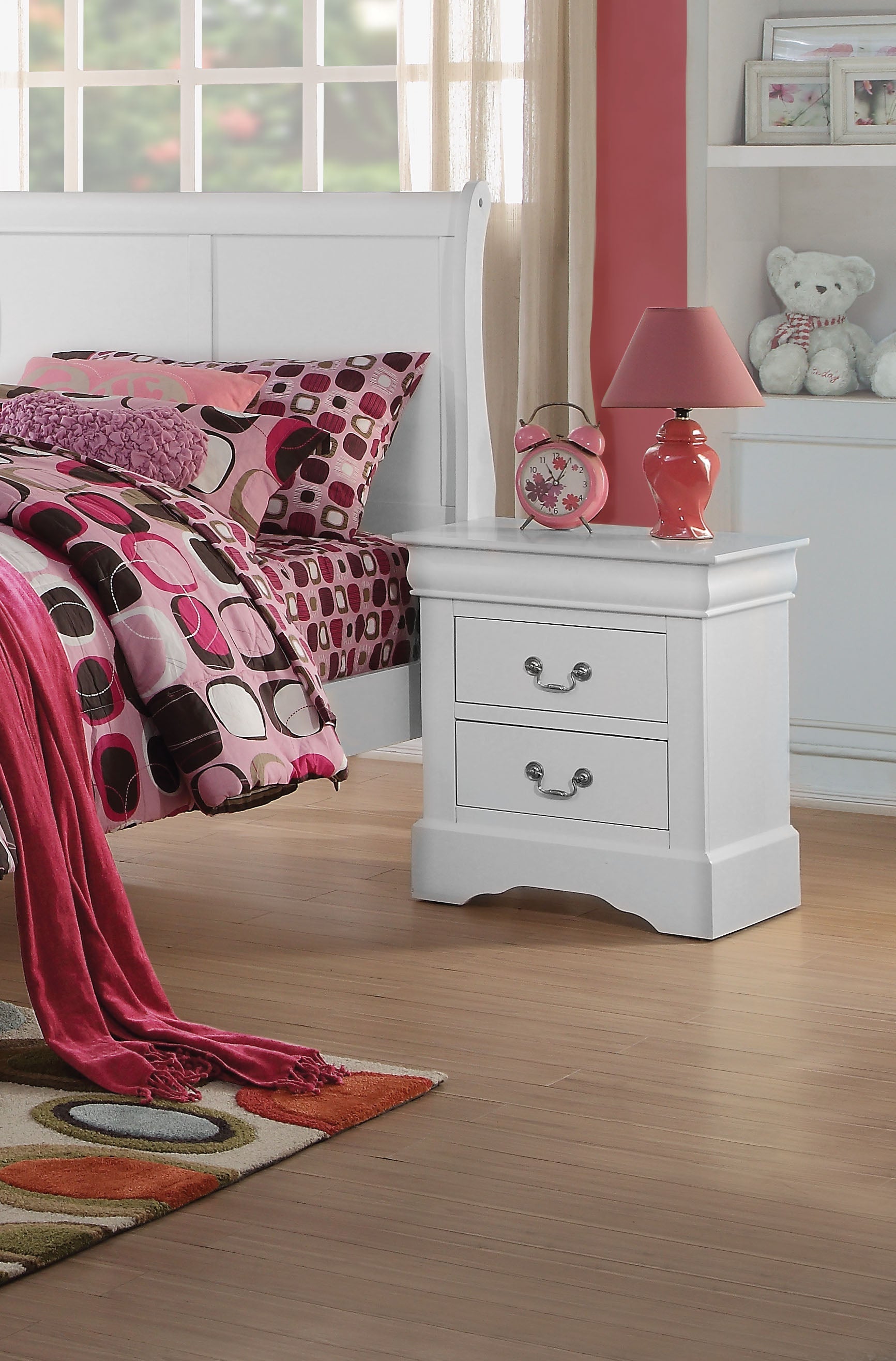 24" White Wood Two Drawer Nightstand Homeroots