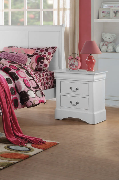 24" White Wood Two Drawer Nightstand Homeroots