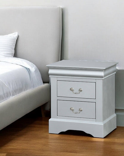 24" White Wood Two Drawer Nightstand Homeroots