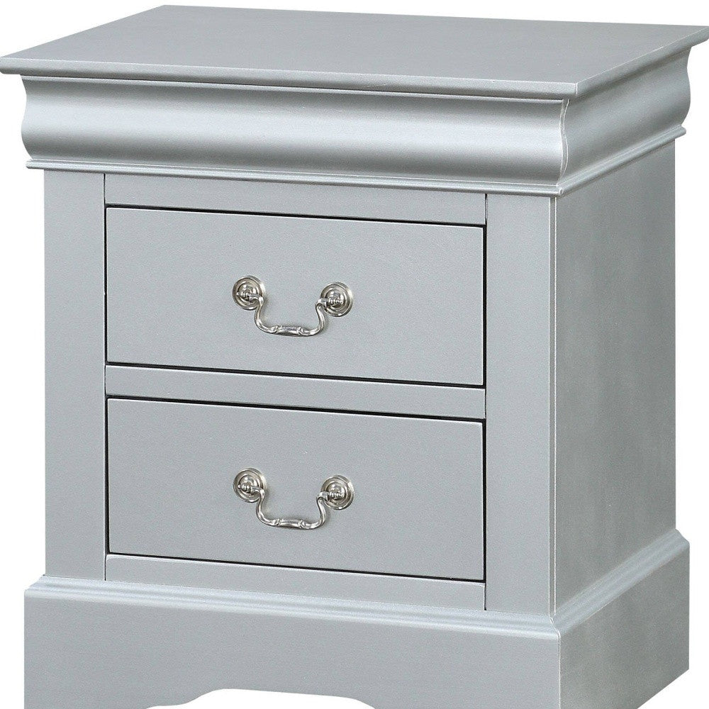 24" White Wood Two Drawer Nightstand Homeroots