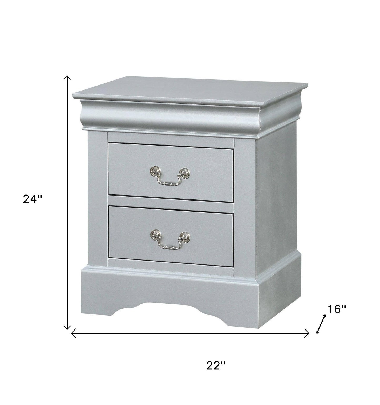 24" White Wood Two Drawer Nightstand Homeroots