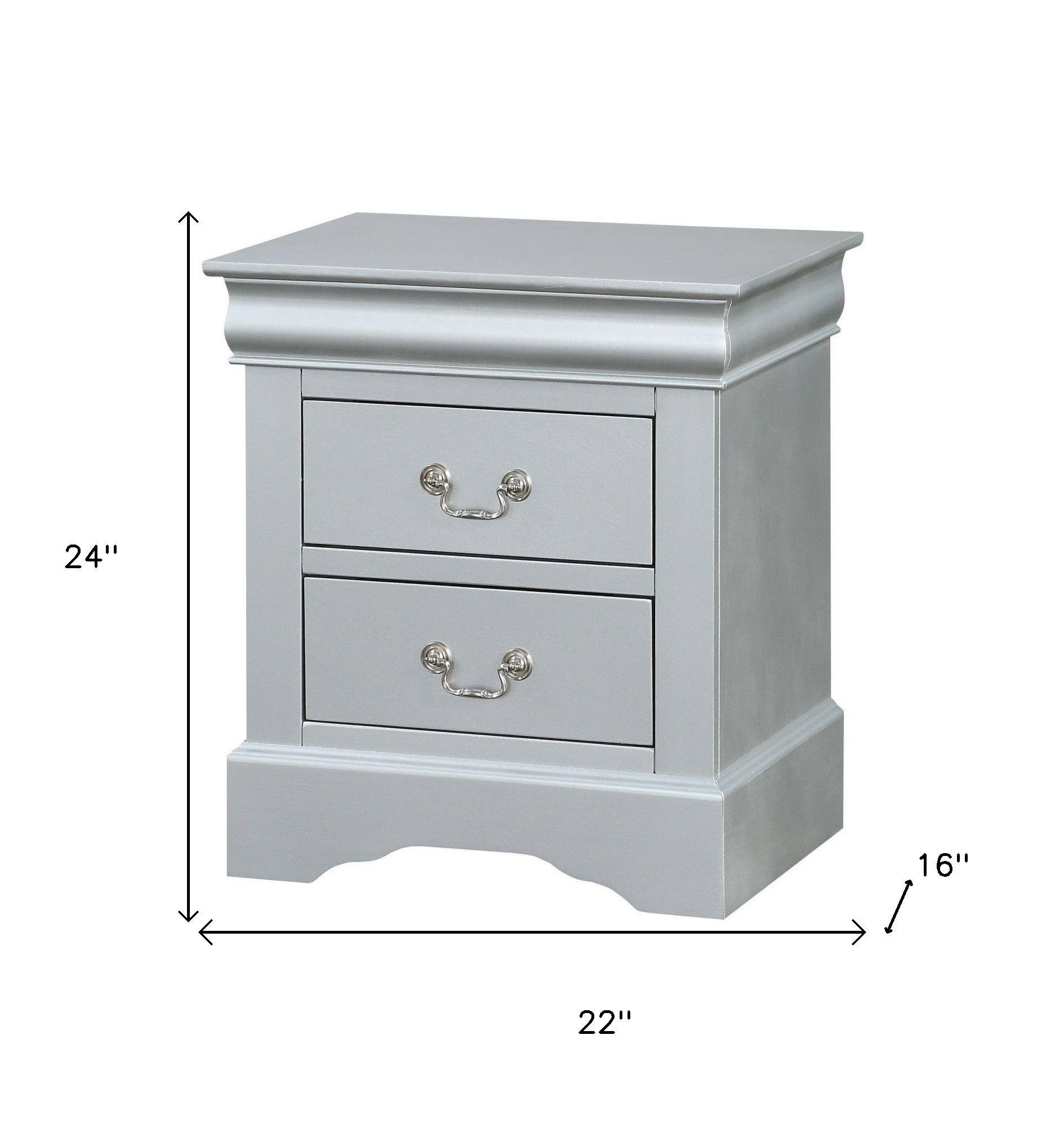 24" White Wood Two Drawer Nightstand Homeroots