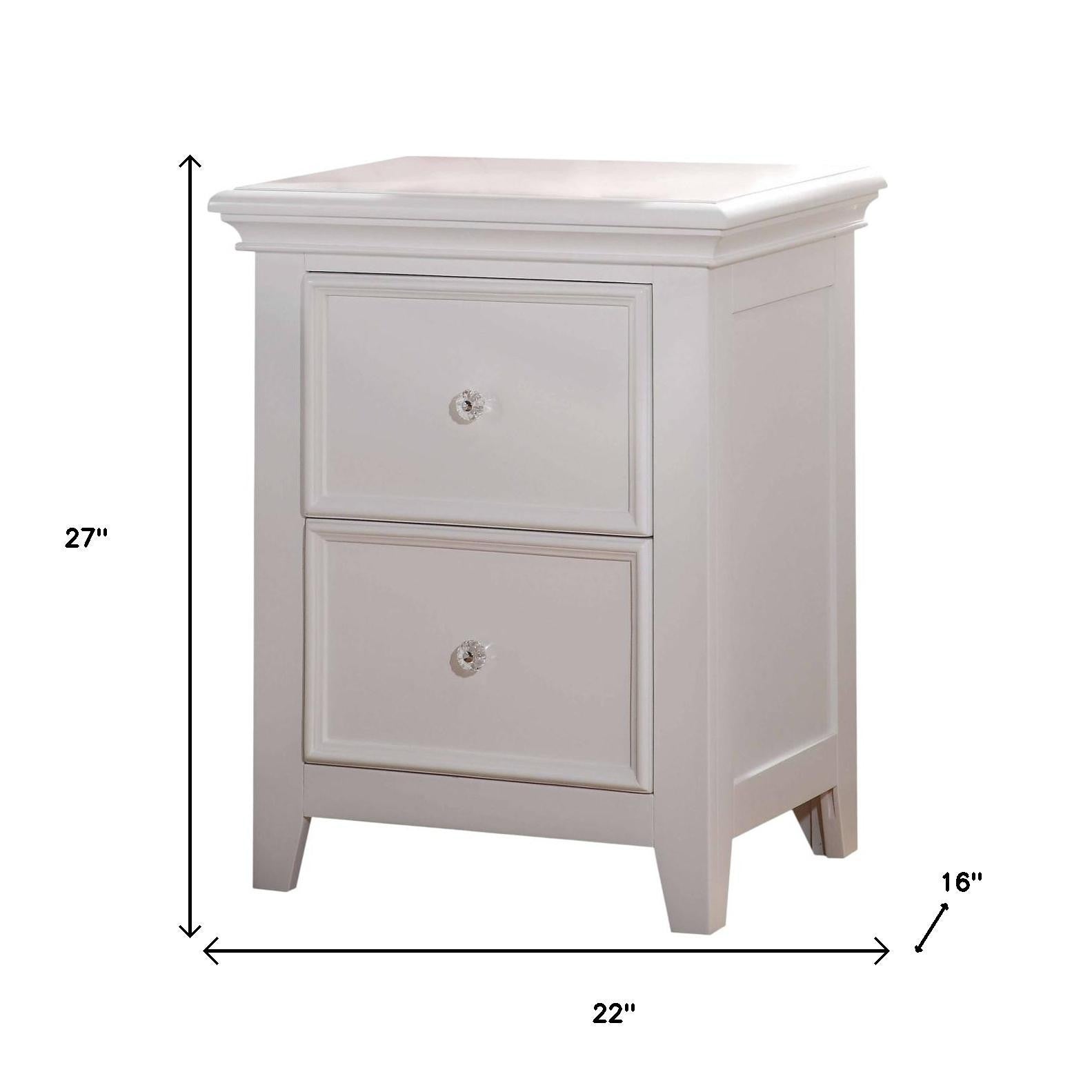 27" White Two Drawers Nightstand Homeroots