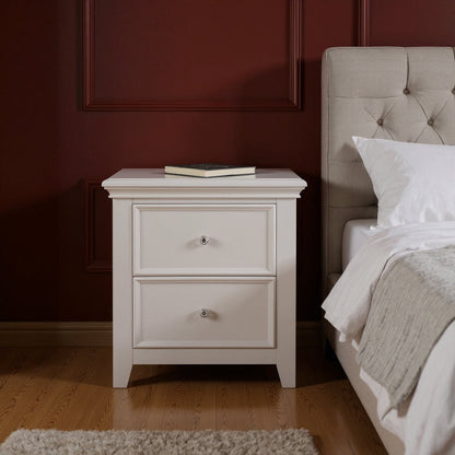 27" White Two Drawers Nightstand Homeroots