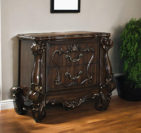 31" Brown Two Drawers Nightstand Homeroots