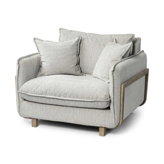 42" Gray and Brown Fabric Club Chair