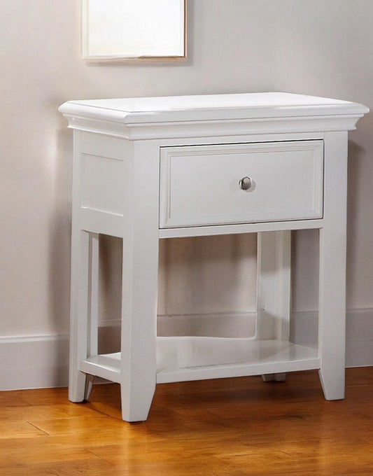 27" White One Drawer Nightstand Homeroots