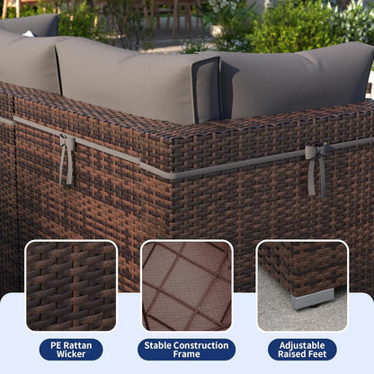 7 Piece Outdoor Sectional Patio Set With Waterproof Cover ShipItFurniture