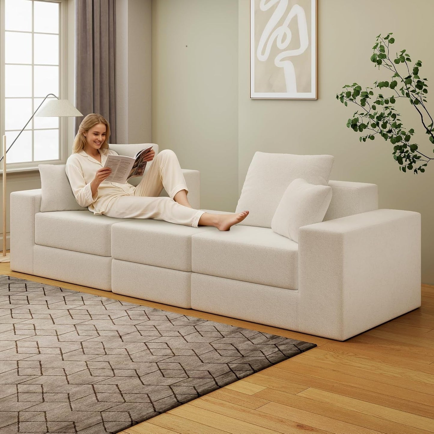 Beige Modular Sectional Sofa With Reversible Chaise ShipItFurniture