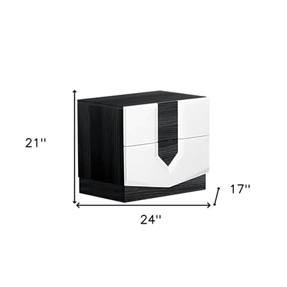 21" Gray Wood Two Drawer Nightstand Homeroots