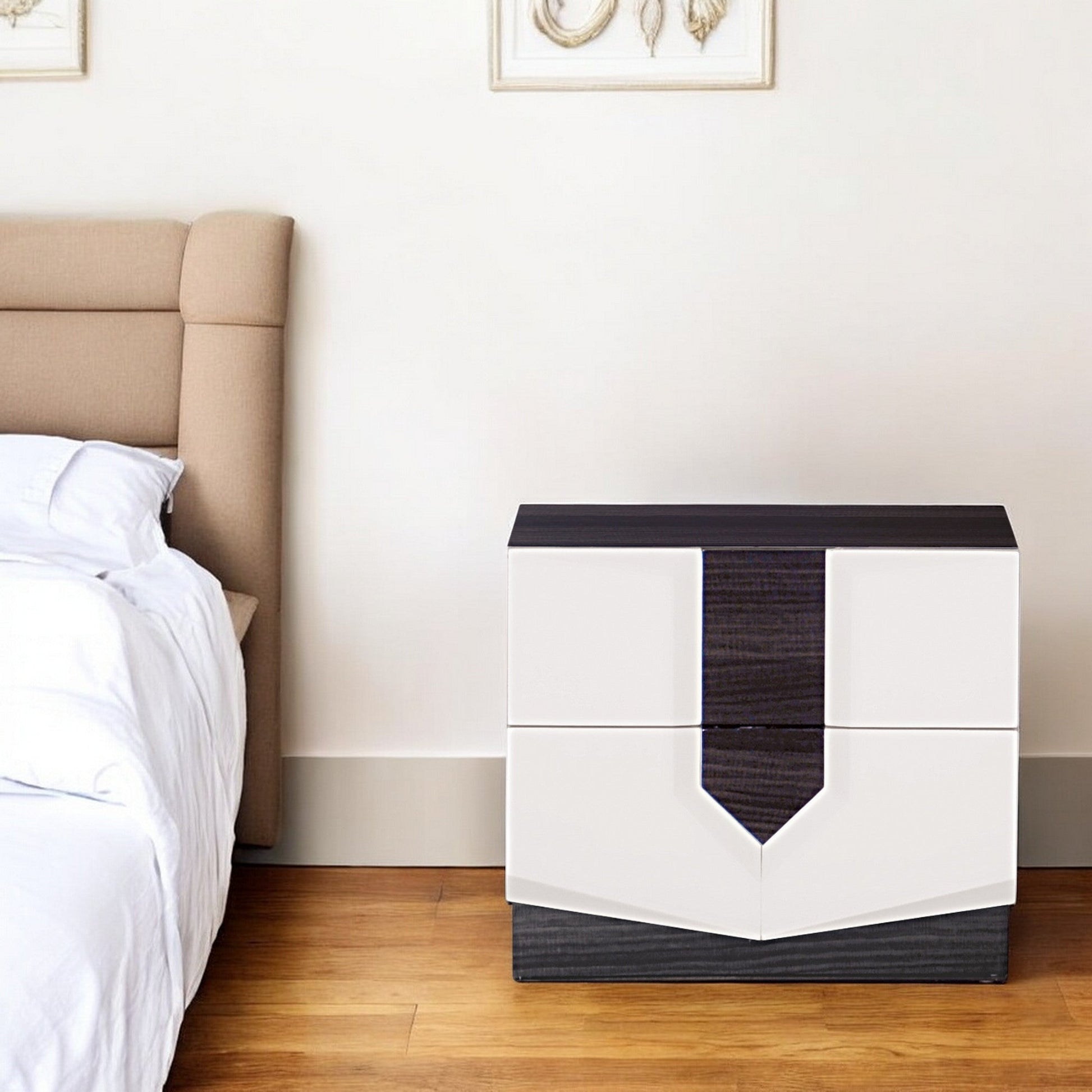 21" Gray Wood Two Drawer Nightstand Homeroots