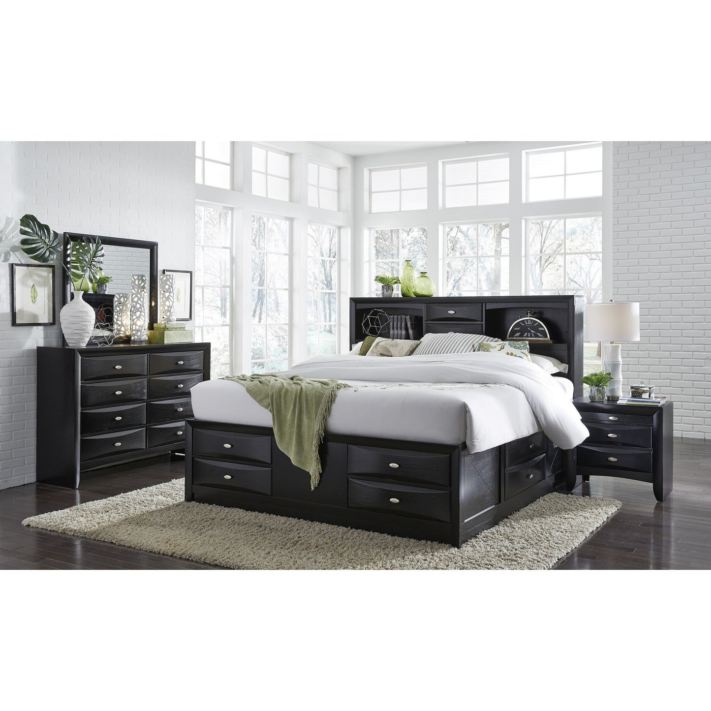 25" Black Wood Three Drawer Nightstand Homeroots