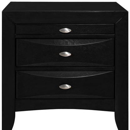 25" Black Wood Three Drawer Nightstand Homeroots