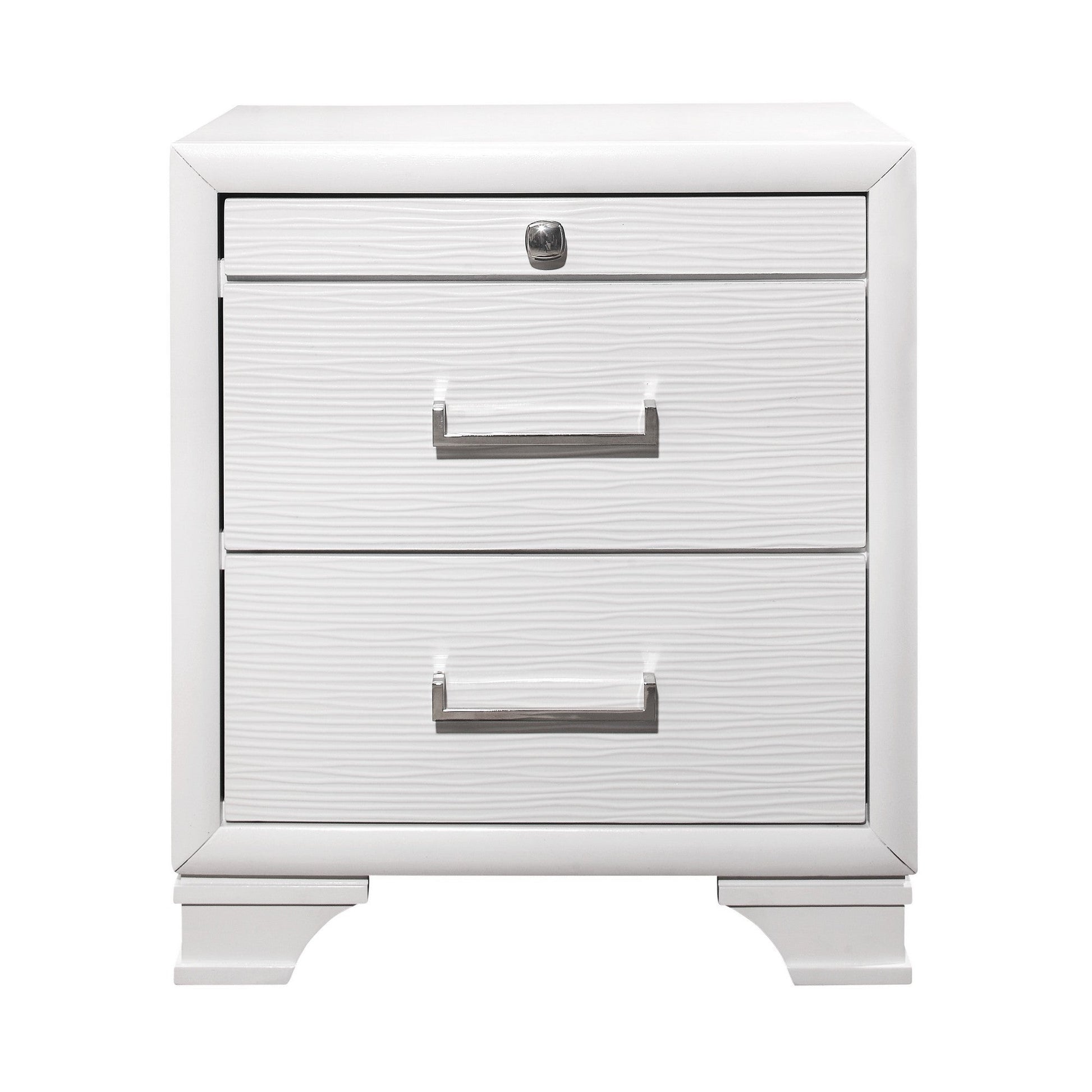 27" White Wood Two Drawer Nightstand Homeroots