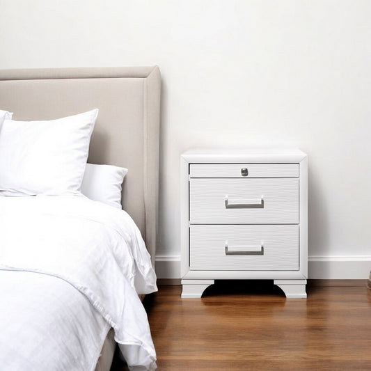 27" White Wood Two Drawer Nightstand Homeroots