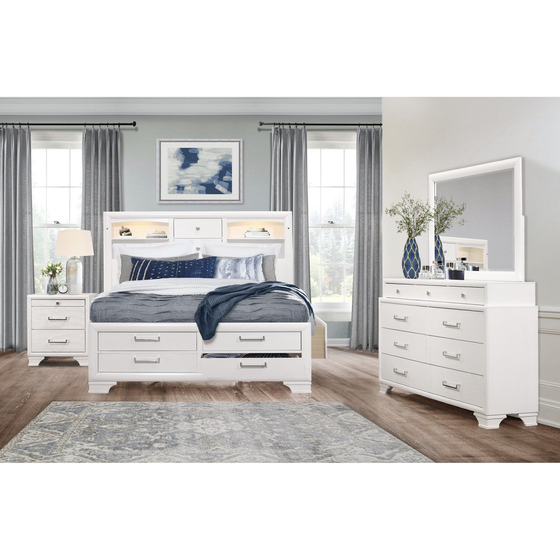 27" White Wood Two Drawer Nightstand Homeroots