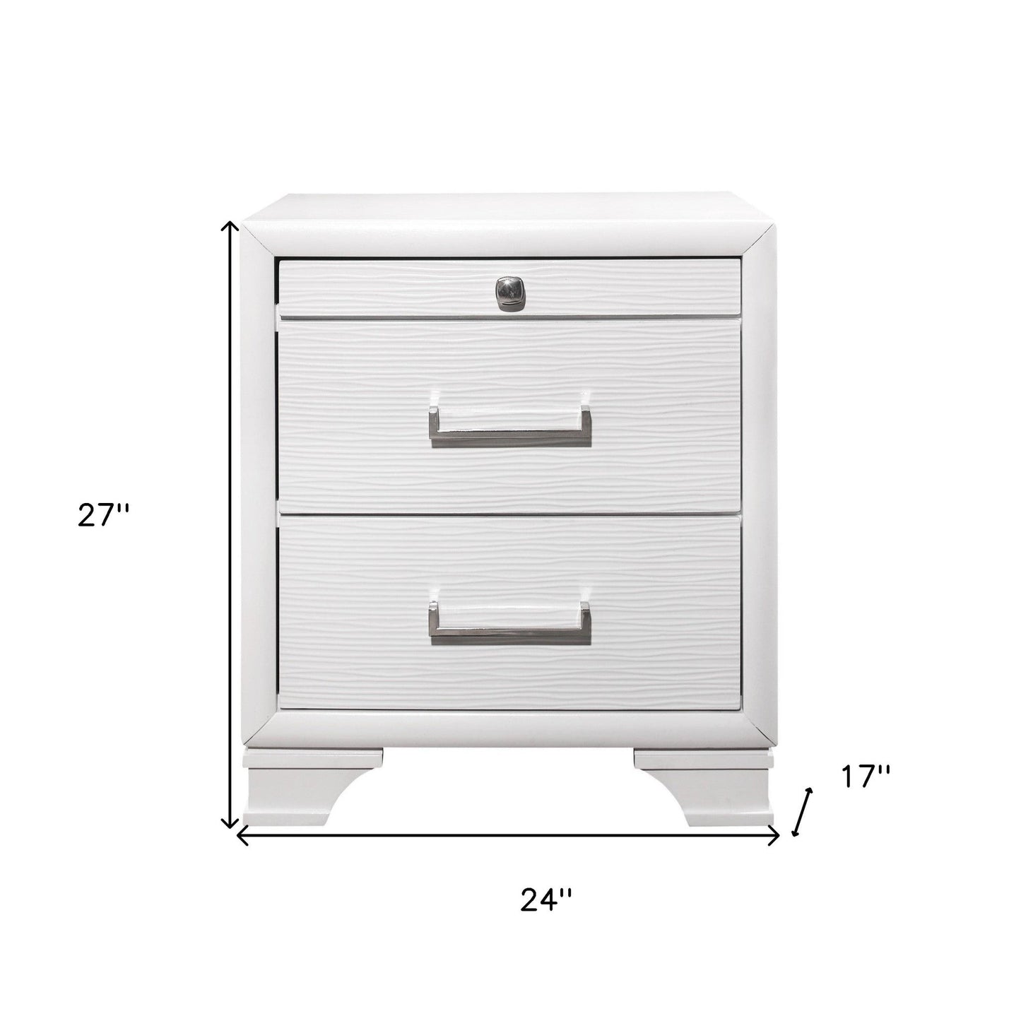 27" White Wood Two Drawer Nightstand Homeroots