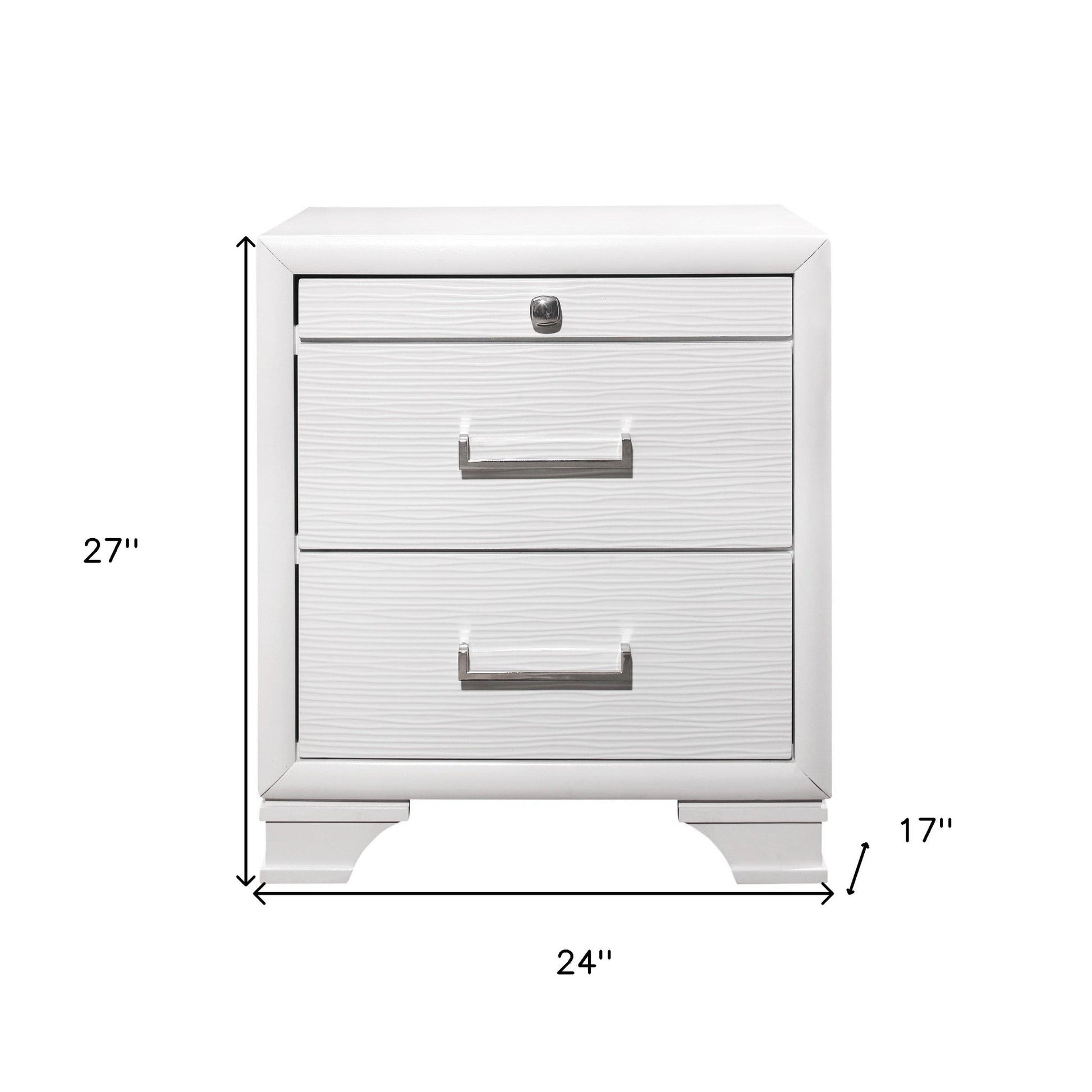 27" White Wood Two Drawer Nightstand Homeroots