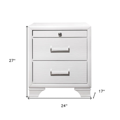 27" White Wood Two Drawer Nightstand Homeroots