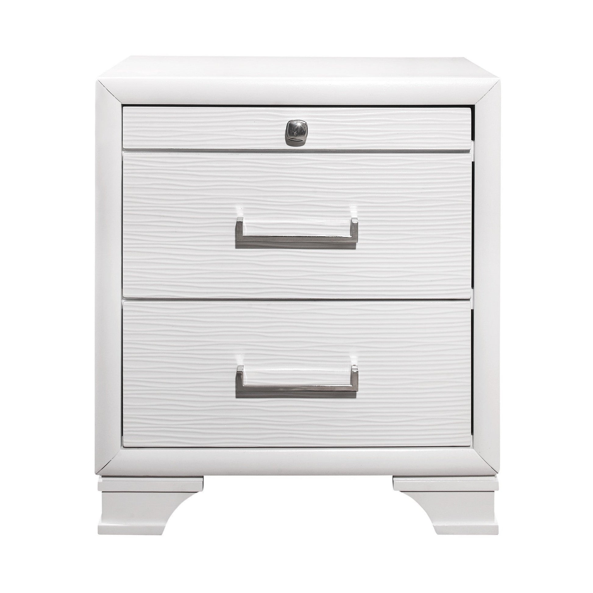 27" White Wood Two Drawer Nightstand Homeroots