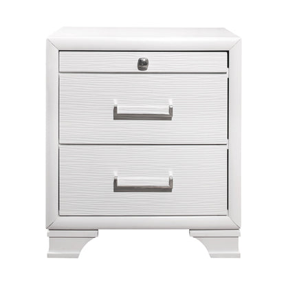 27" White Wood Two Drawer Nightstand Homeroots