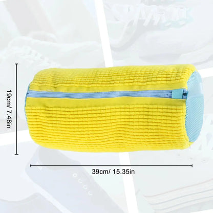 Fluffy Fiber Shoe Washing Bag 360° Surround Cleaning Reusable Durable Machine-Washable Laundry Bag with Zipper Closure (1pc)