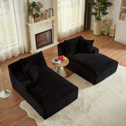 Oversized Corduroy Chaise Lounge Loveseat With Sleeper Sofa ShipItFurniture