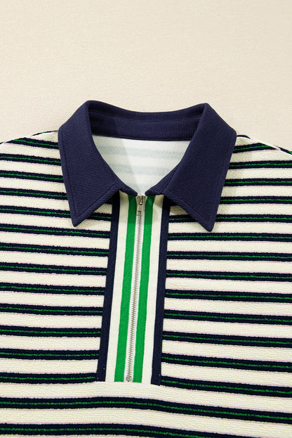 Louisa Contrast Collar Zip Long Sleeve Top