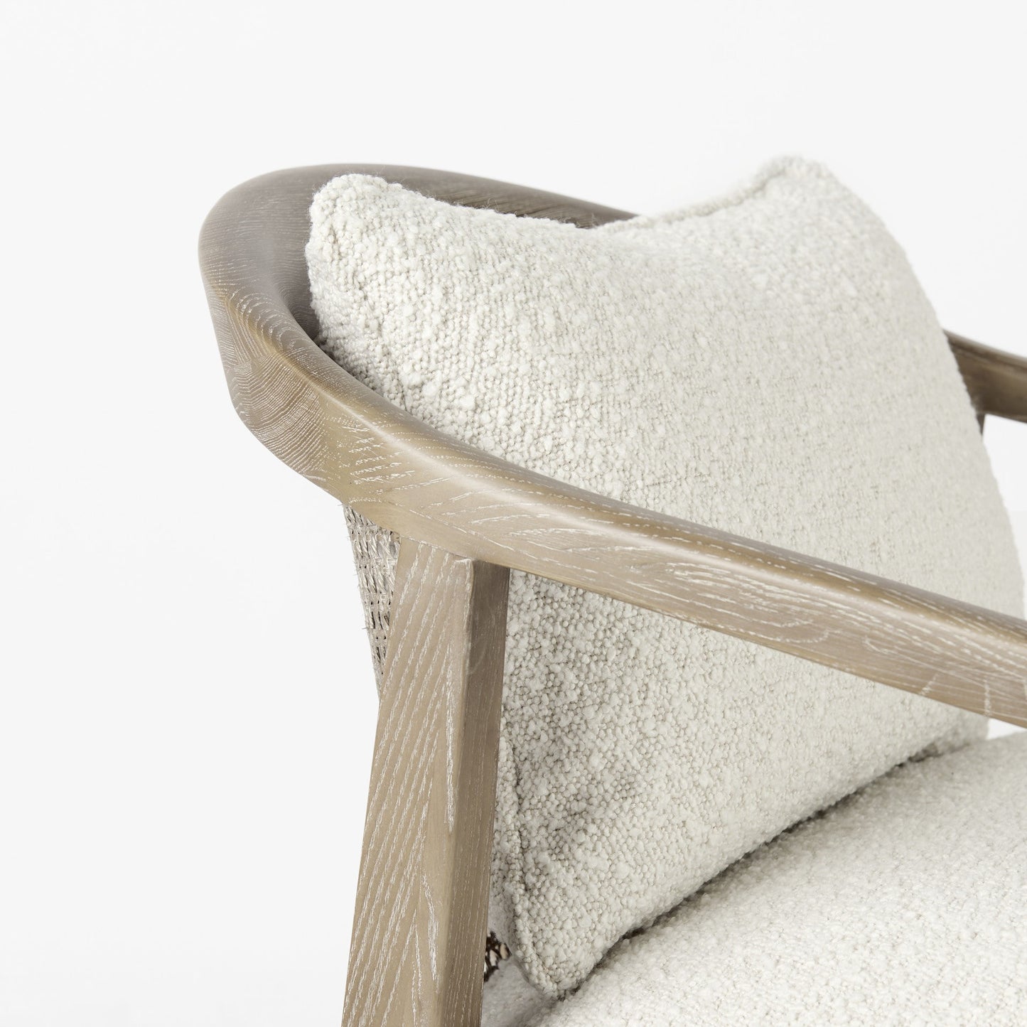 29" Cream and Brown Boucle Arm Chair