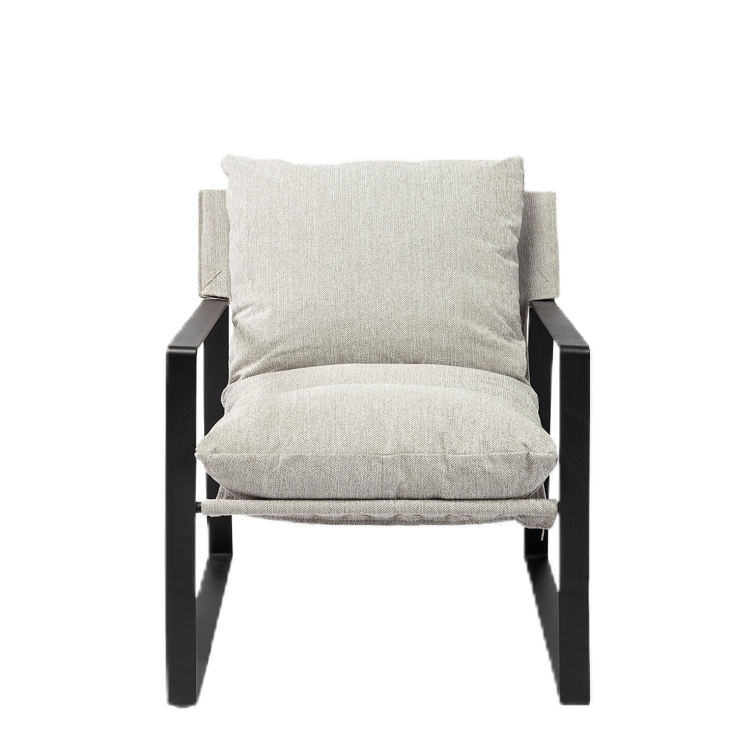 35" Gray and Black Fabric Lounge Chair