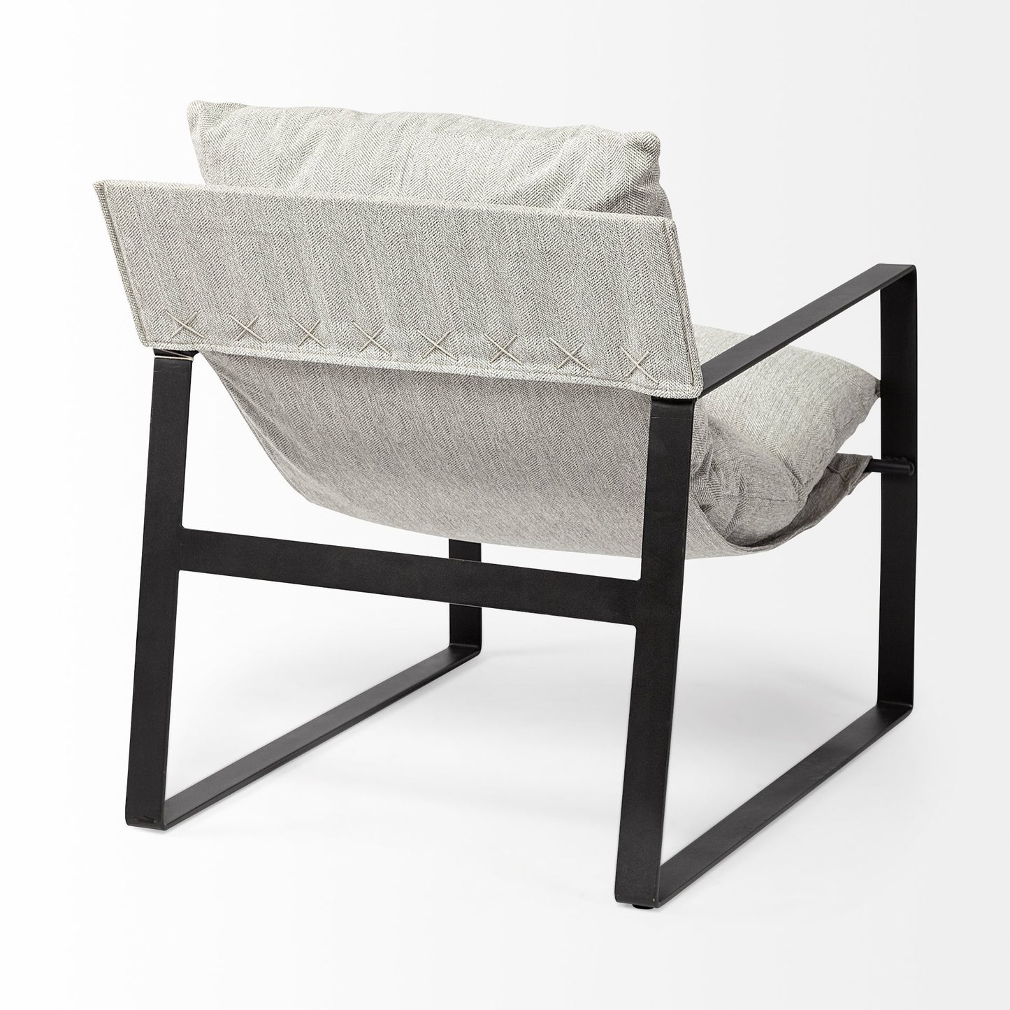 35" Gray and Black Fabric Lounge Chair