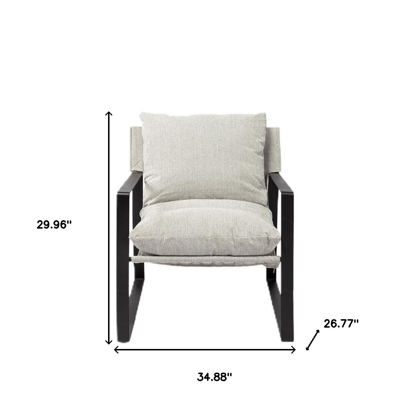 35" Gray and Black Fabric Lounge Chair