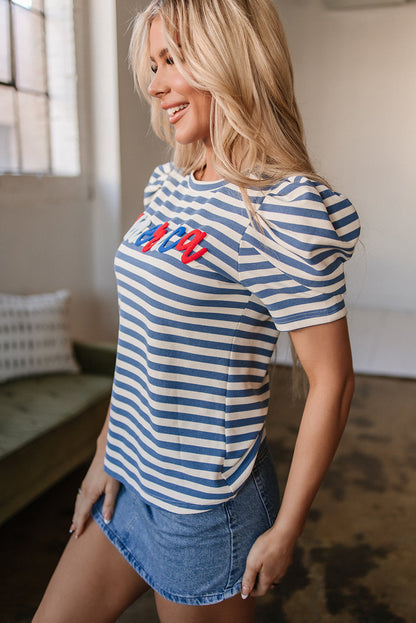America Graphic Puff Sleeve Top